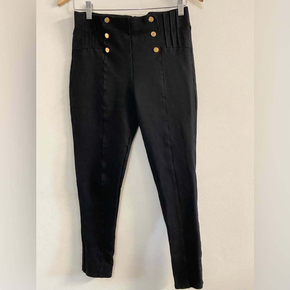 ZARA Gold Button Leggings women's Size L - Picture 3 of 8